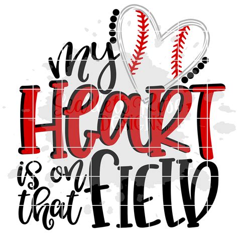 Download Free Baseball SVG, My heart is on that field, Baseball Mom SVG Cameo